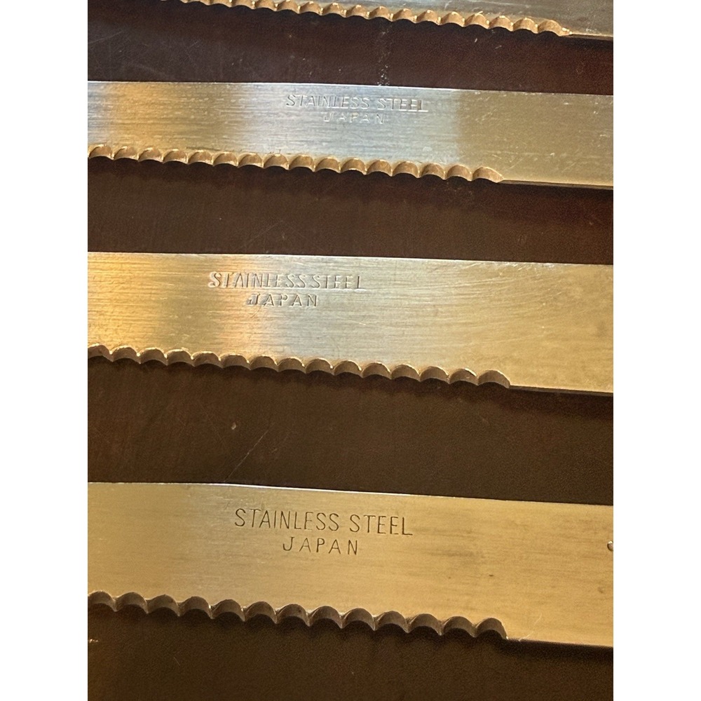 Lot Of 5 Vintage Stainless Steel Steak Knives With Wood Handles Japan - Picture 2 of 6